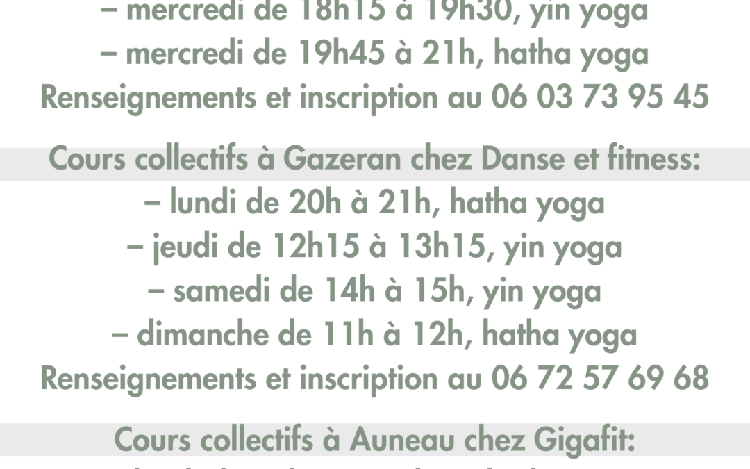Nouveaux cours de yoga